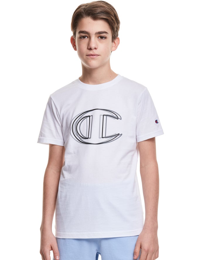 Champion Vibrating C Logo T-Shirt Jongens - Wit - Belgie 8517YUNKW